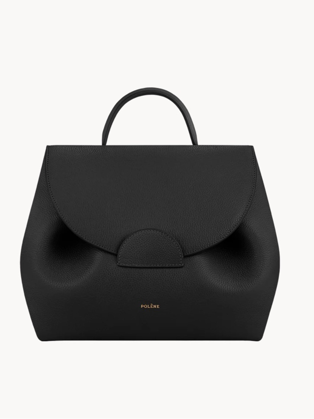 Polene Numéro Un Black Leather Top-Handle Bag
